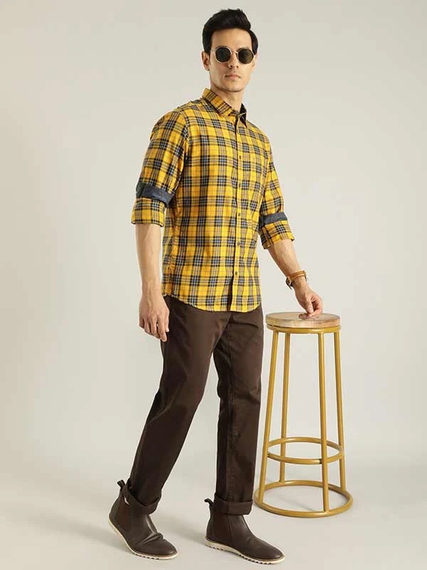 Indian Terrain Men Yellow Shirt